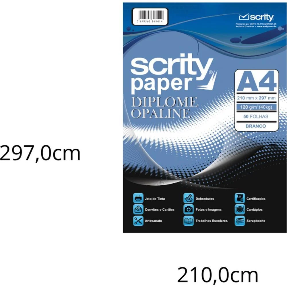 Papel A4 Diplomata Of Branco 120G. Scrity (Cx.c/50) - imagem 2