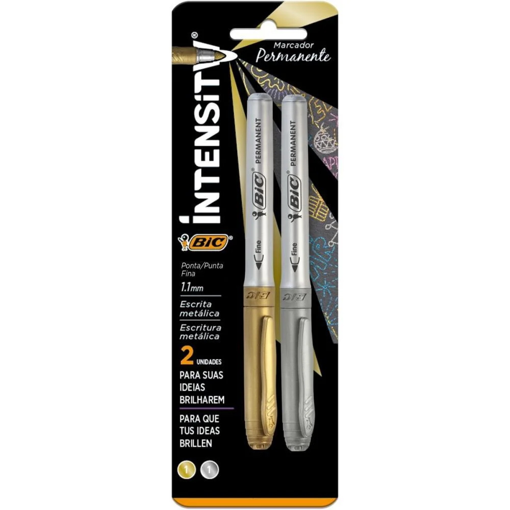 Pincel Marcador Permanente Marking 1.1Mm Prata/Ouro Bic (Bl.c/02) - imagem 2