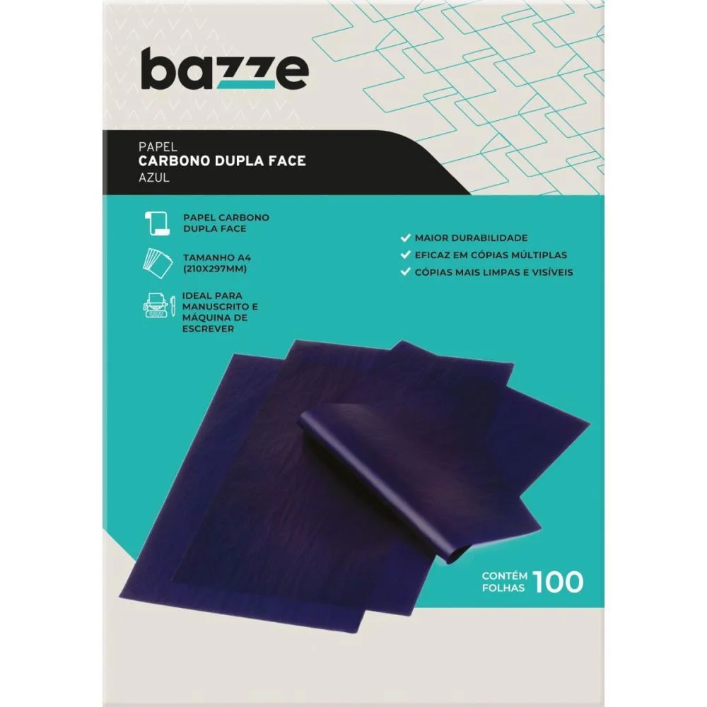 Papel Carbono Para Maquina Bazze A4 Dupla Face Azul Summit (Cx.c/100) - imagem 3