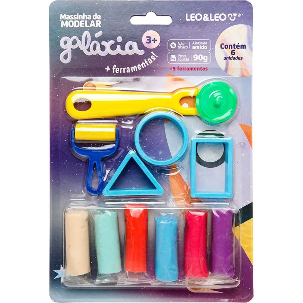 Massa Para Modelar Criativa Galaxia 6Cores + 5 Pecas Leonora (Kit) - imagem 3