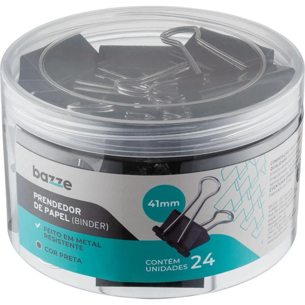 Prendedor De Papel Bazze Binder 41Mm Preto Summit (Pote-24) - imagem 4