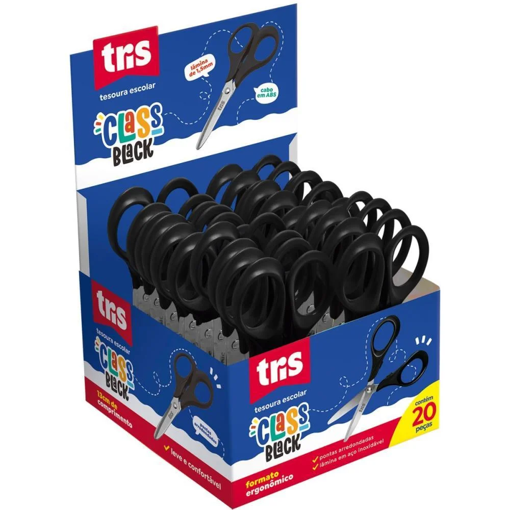 Tesoura Escolar Tris Class Black 13Cm. Summit (Cx.c/20) - imagem 2