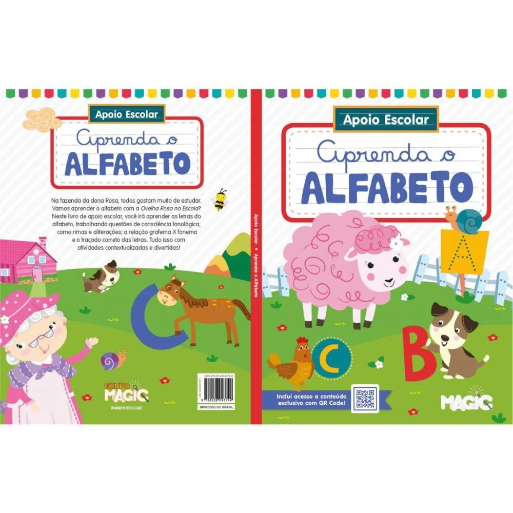 Livro Cartilha Aprenda O Alfabeto 96P 27X20Cm Magic Kids - imagem 2