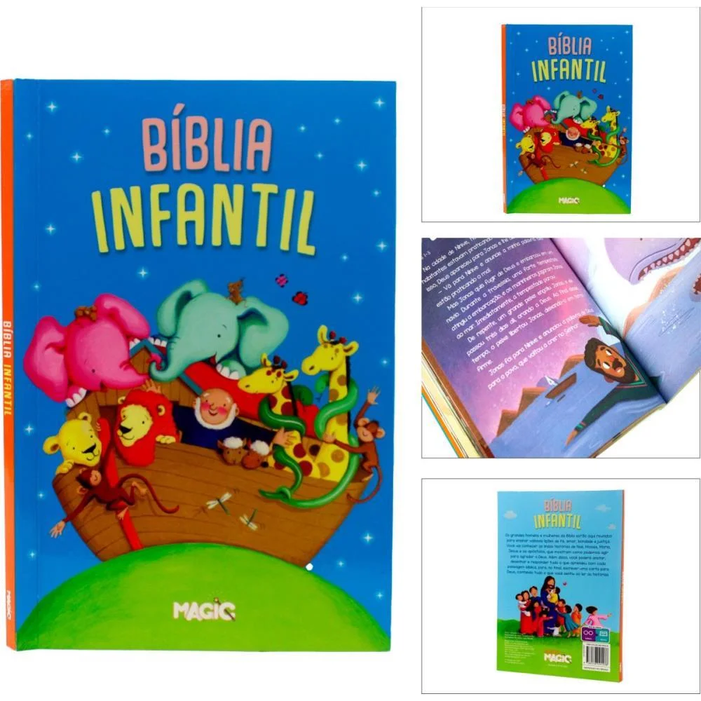 Livro Infantil Ilustrado Biblia Infantil 128P 20X13,5Cm Magic Kids - imagem 4