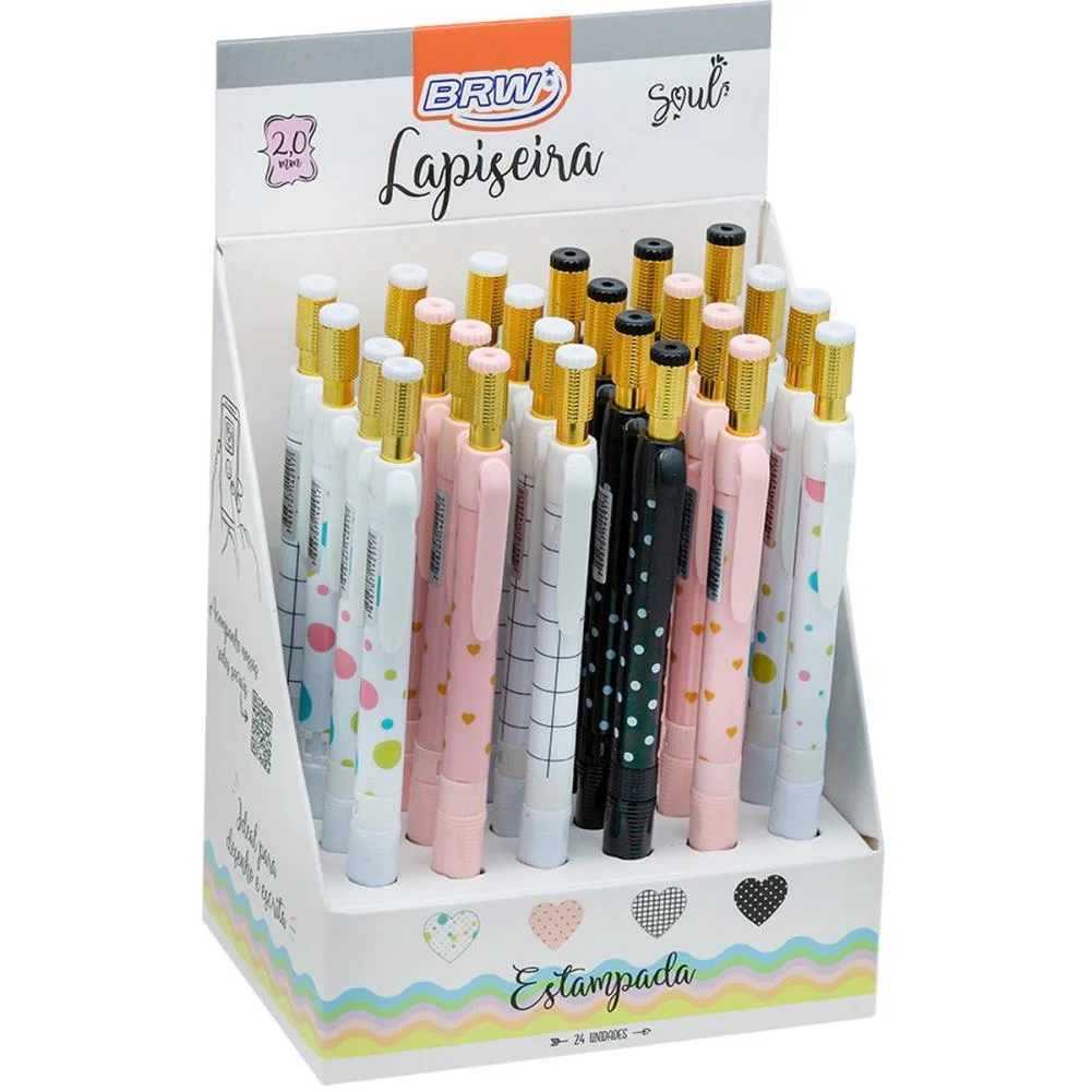 Lapiseira 2.0Mm Estampada Plastica 4 Modelos Brw C/ 24 Unidades - imagem 7