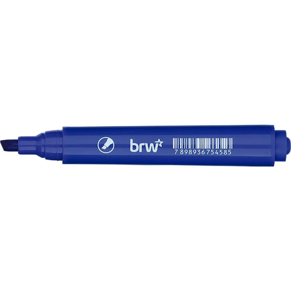 Pincel Marcador Permanente Ponta Chanfrada Azul Brw (Cx.c/12) - imagem 5