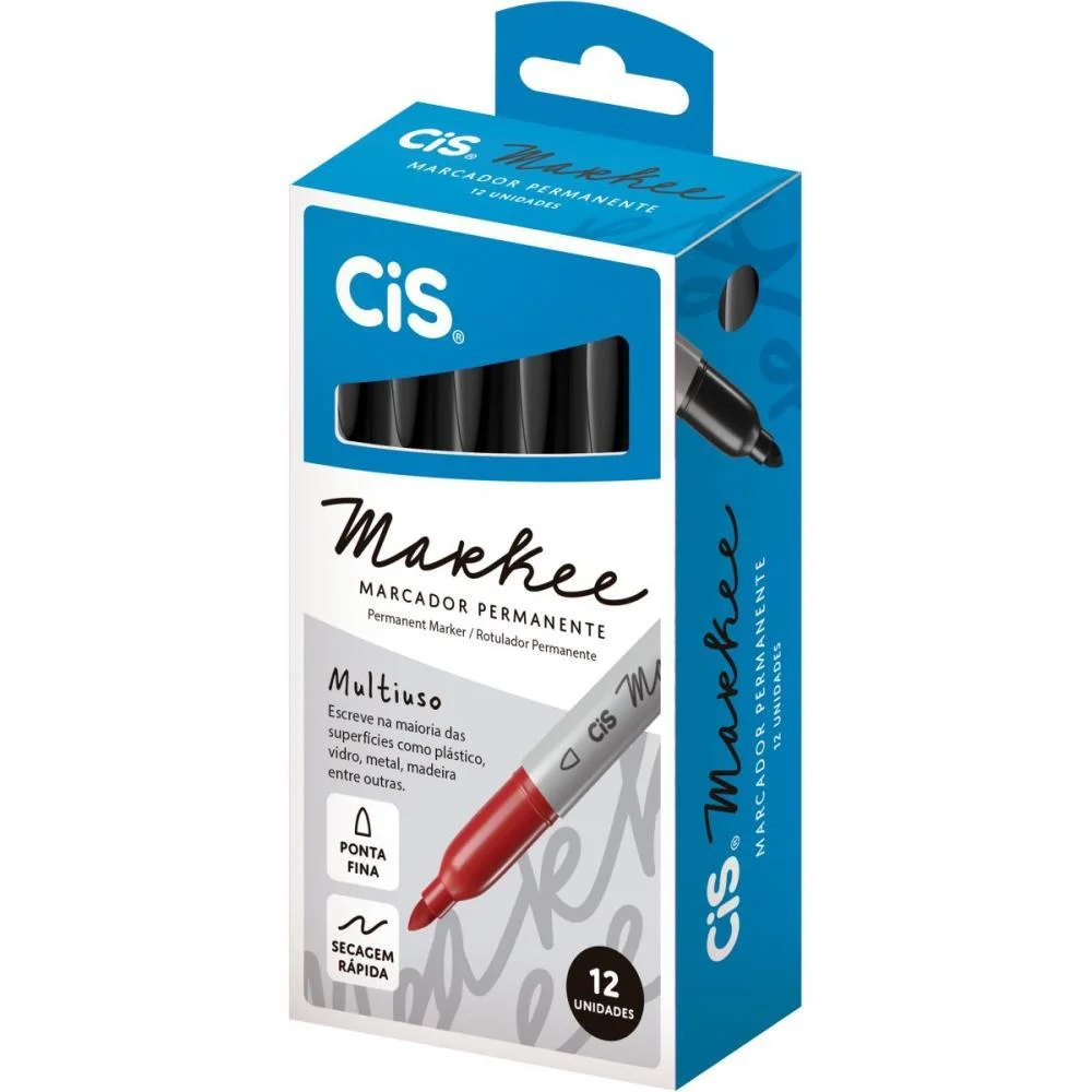 Pincel Marcador Permanente Cis Markee Fino Preto Sertic (Cx.c/12) - imagem 2