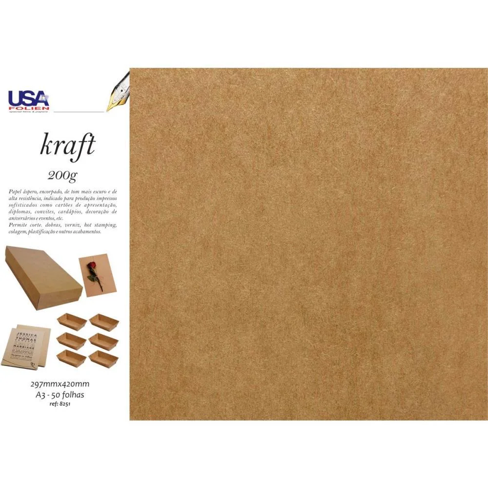 Papel Kraft Folha 297X420Mm A3 200G Usa Folien (Pct.c/50) - imagem 3