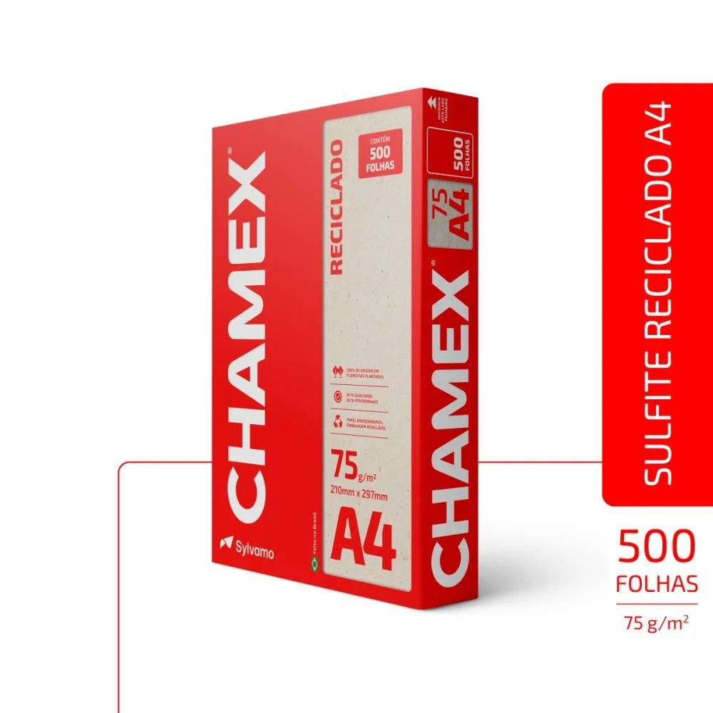 Papel Sulfite A4 Reciclado Chamex Eco 75G 10 Pctx500 Fls Chamex (Caixa) - imagem 5