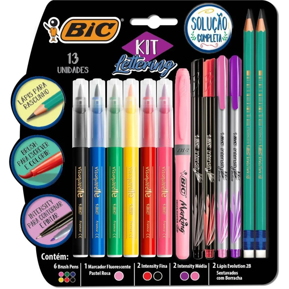 Marcador Artistico Kit Lettering C/13 Pecas Bic (Estojo) - imagem 3