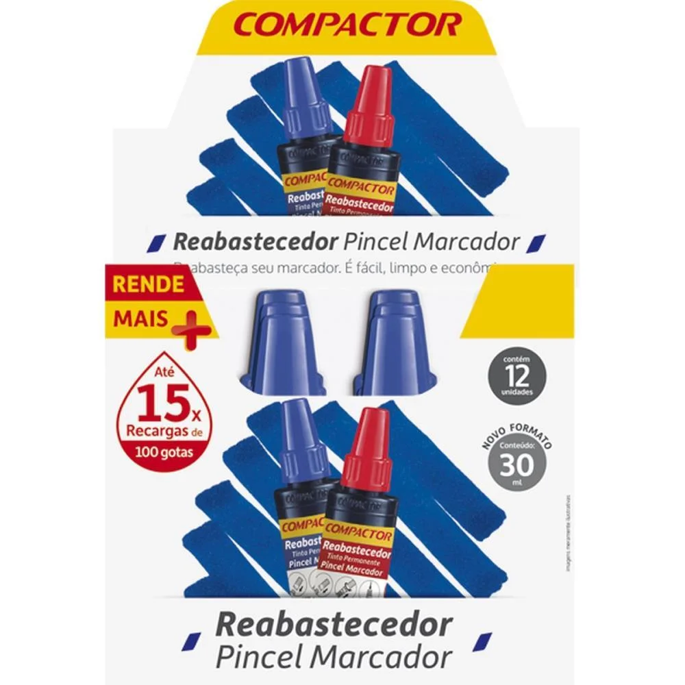 Tinta Marcador Permanente Reabastecedor 030Ml Preto Compactor (Cx.c/12) - imagem 4