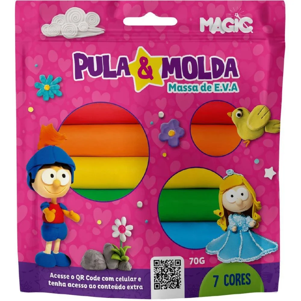 Massa Para Modelar Criativa Princesa 7Cores 70G Pula E Mol Magic Kids - imagem 2
