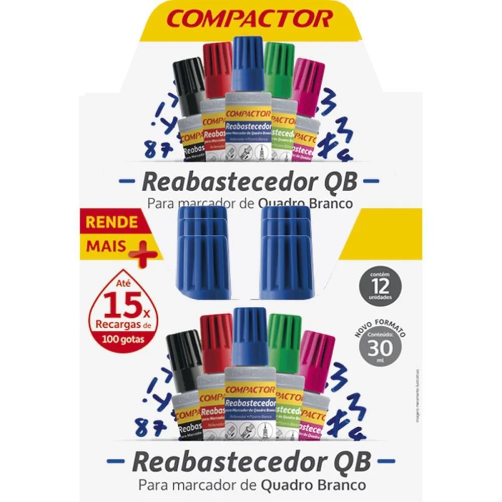 Tinta Marcador Quadro Branco Reabastecedor 030Ml Vermelho Compactor (Cx.c/12) - imagem 4