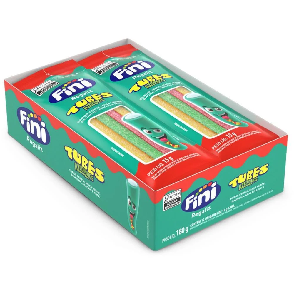 Doce Tubes Tres Cores Azedinho 15G. Fini C/ 12 Unidades - imagem 3