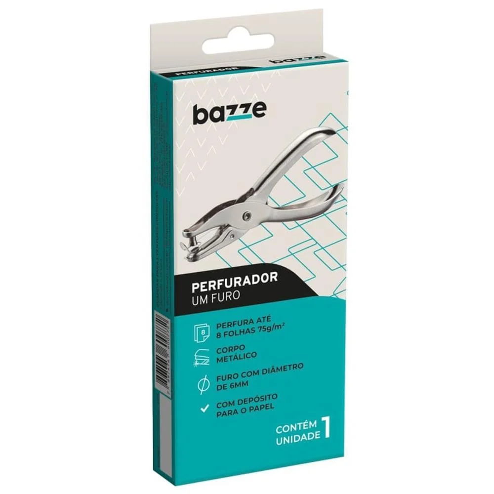 Perfurador De Papel 1 Furo Bazze Metal 6Mm 8Fls. Summit - imagem 4