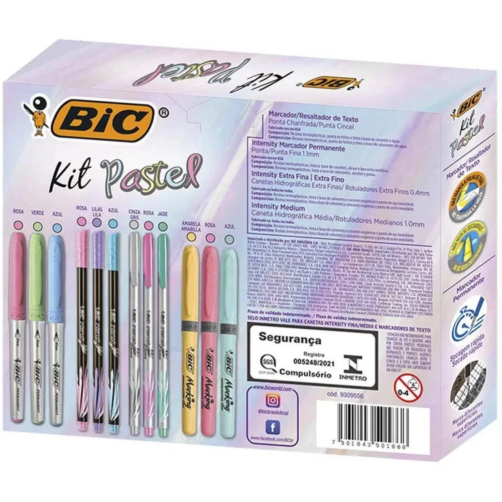 Kit Escolar Pastel C/12 Itens Bic (Estojo) - imagem 5