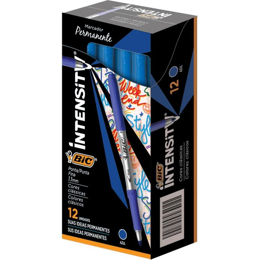 Pincel Marcador Permanente Marking 1.1Mm Azul Bic (Cx.c/12) - imagem 2