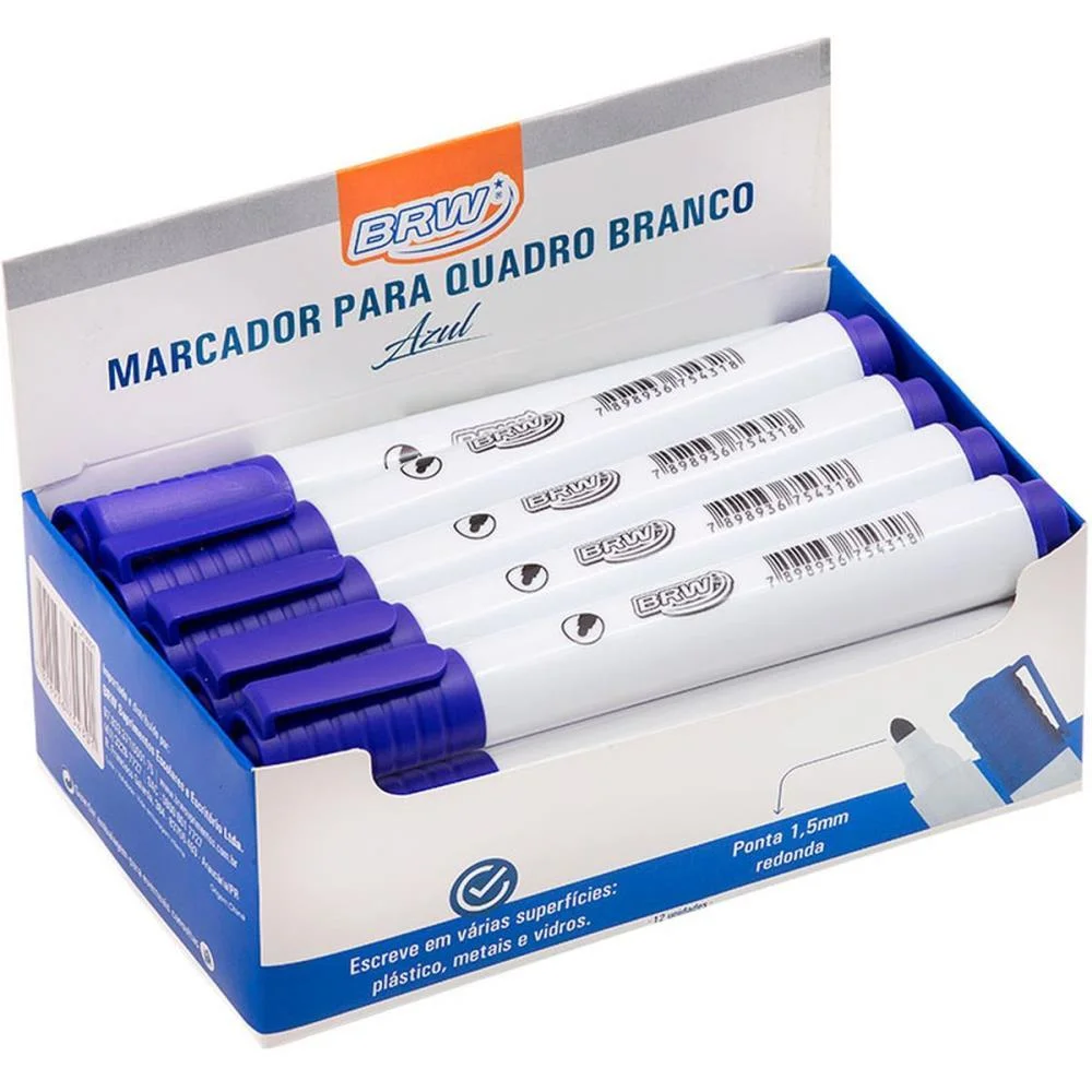 Pincel Quadro Branco Azul Brw (Cx.c/12) - imagem 2