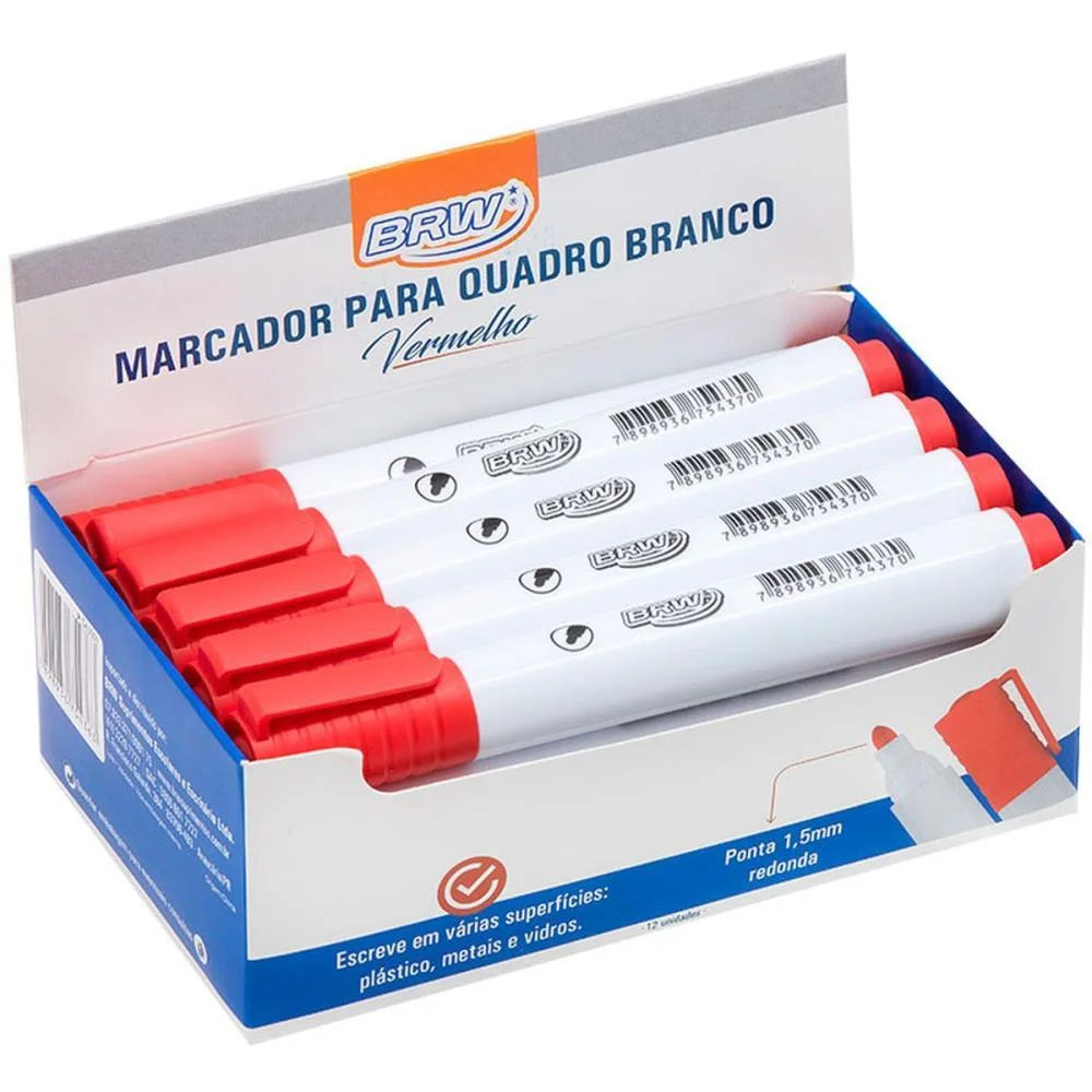 Pincel Quadro Branco Vermelho Brw (Cx.c/12) - imagem 3