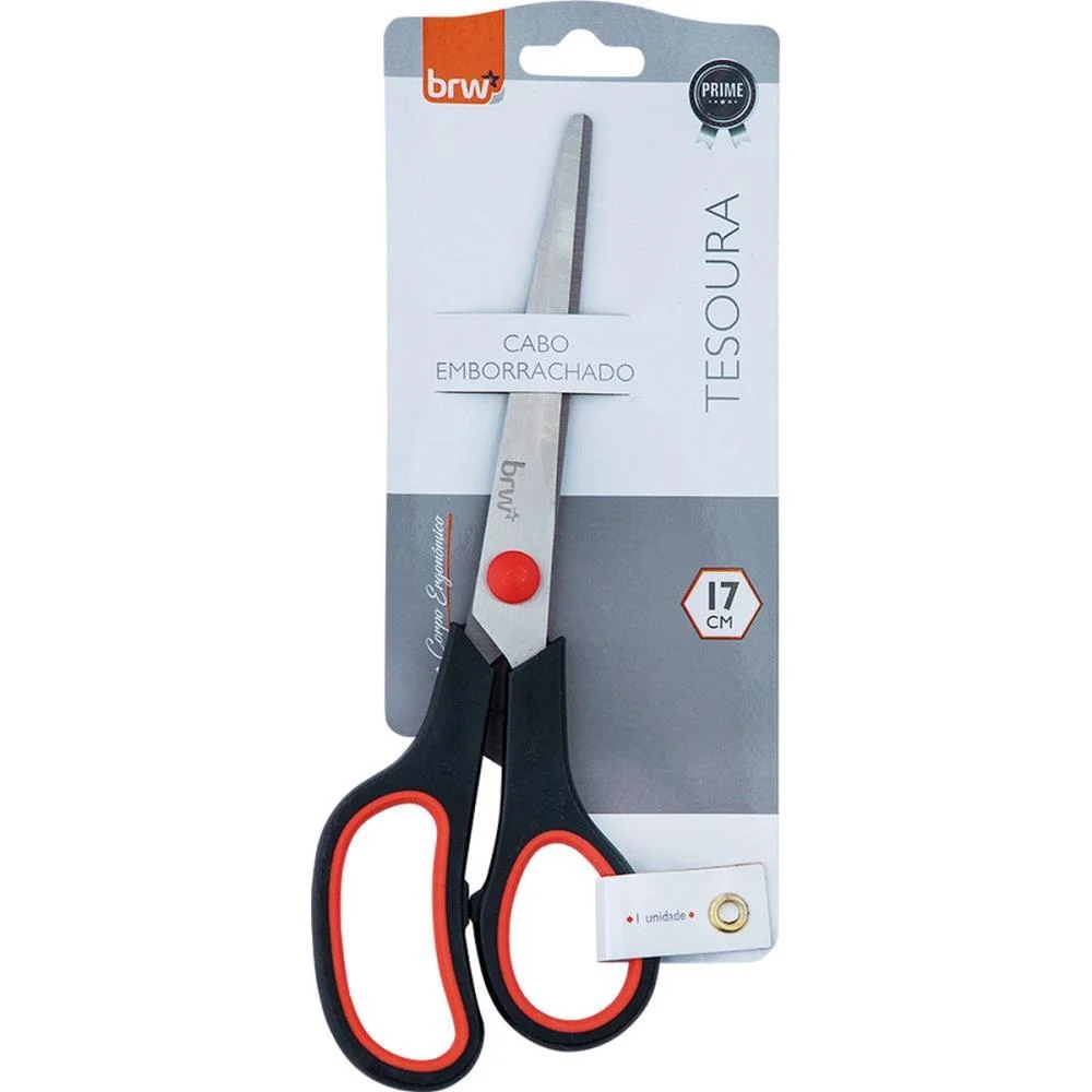 Tesoura Ergonomica Cabo Preto 17Cm Brw (Blister) - imagem 3