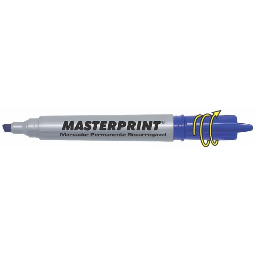 Pincel Marcador Permanente Mp 616 Azul Recarregavel Masterprint (Cx.c/12) - imagem 4