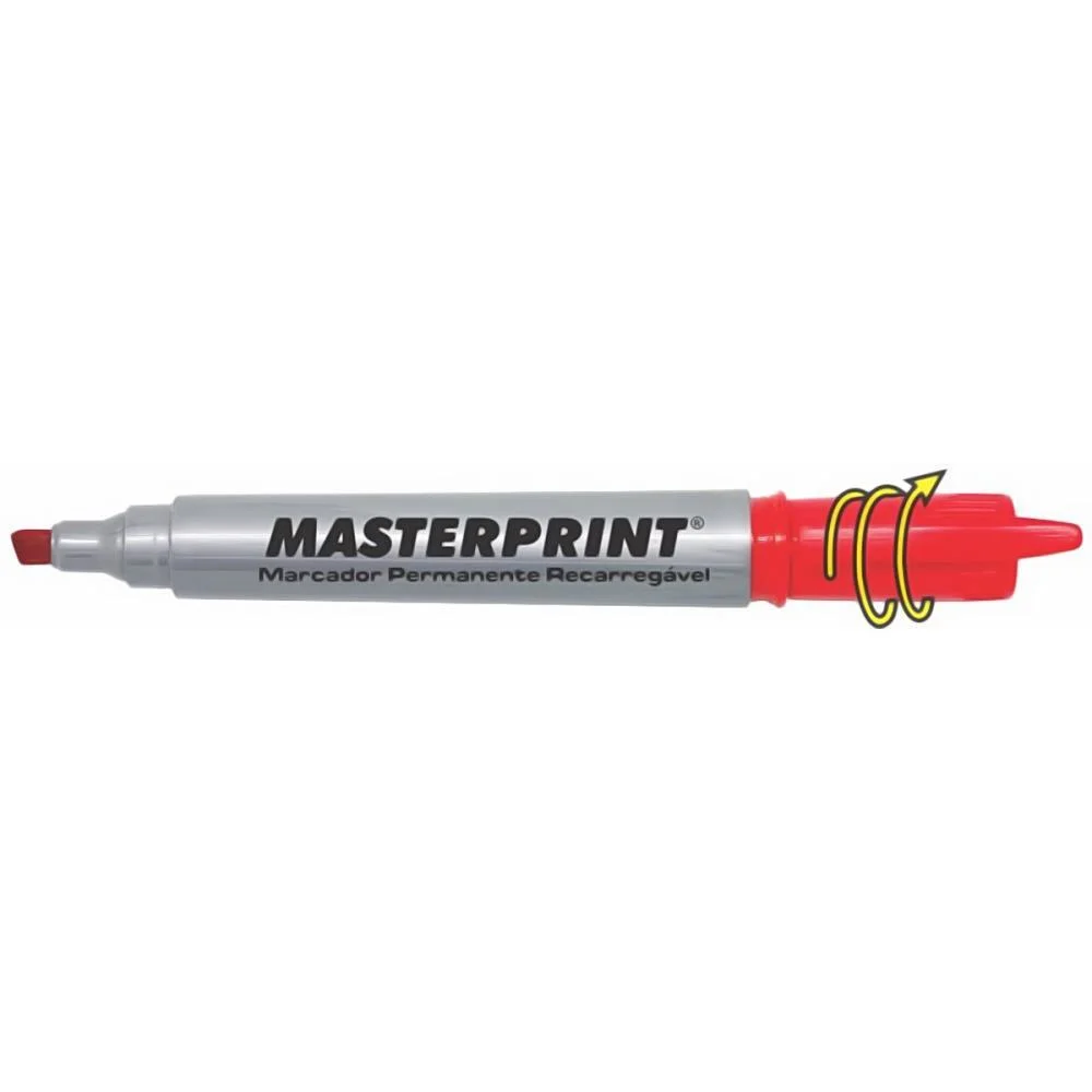 Pincel Marcador Permanente Mp 616 Vermelho Recarregavel Masterprint (Cx.c/12) - imagem 3