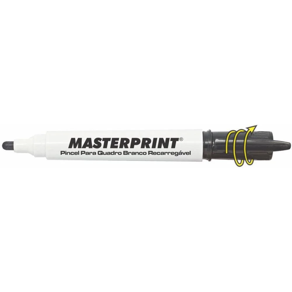 Pincel Quadro Branco Mp 619 Preto Recarregavel Masterprint (Cx.c/12) - imagem 3