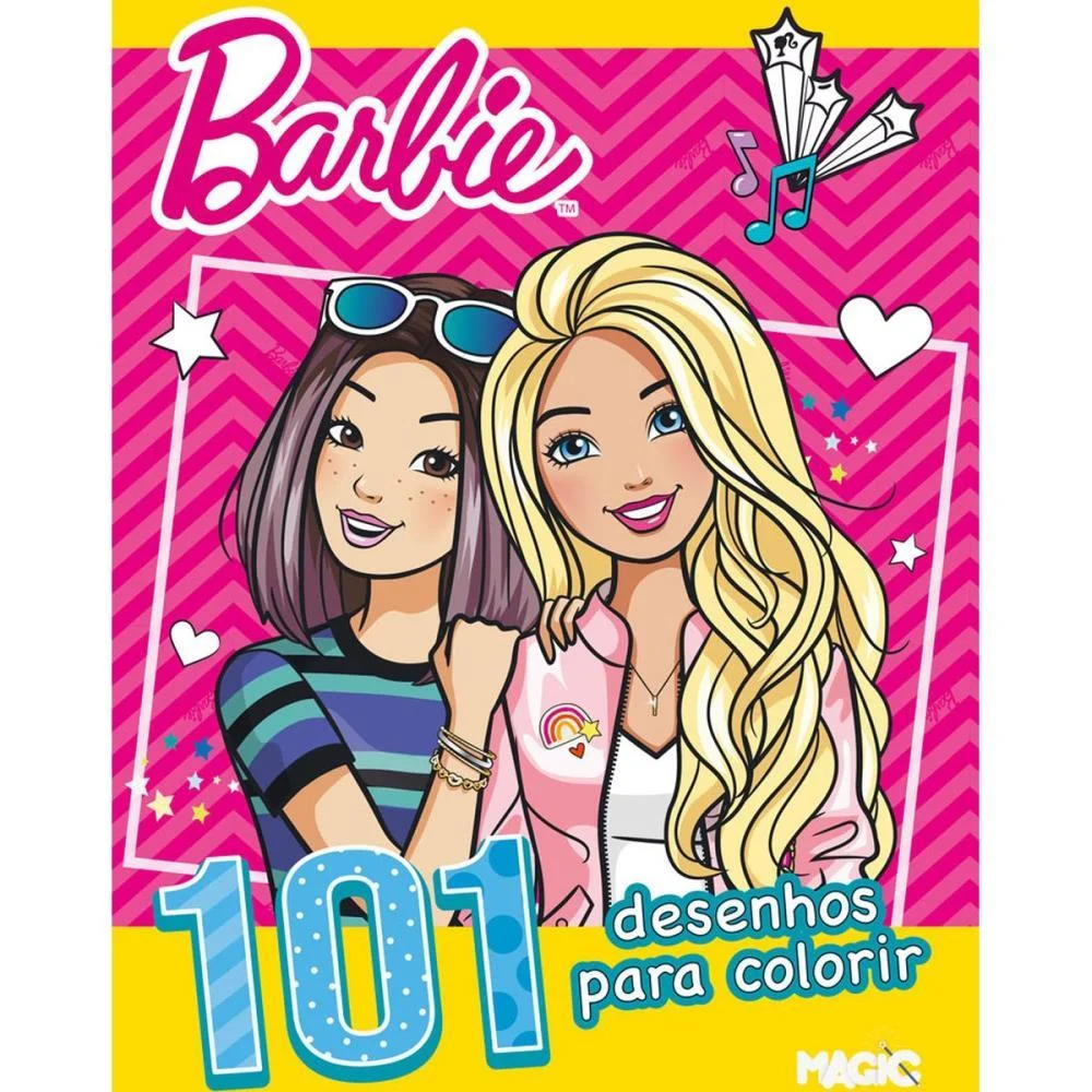 Livro Infantil Colorir 101 Desenhos Barbie 104P 20X27 Magic Kids - imagem 3