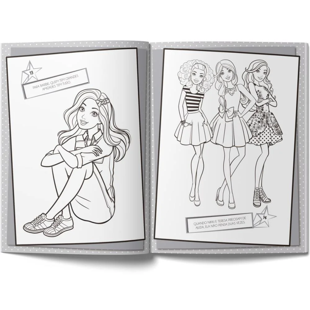 Livro Infantil Colorir 101 Desenhos Barbie 104P 20X27 Magic Kids - imagem 4