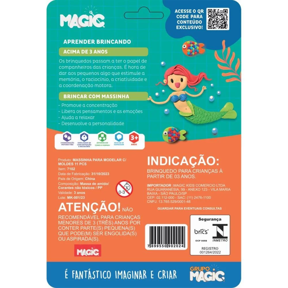 Massa Para Modelar Criativa Oceano 11Pcs Molde E Brinque Magic Kids - imagem 4