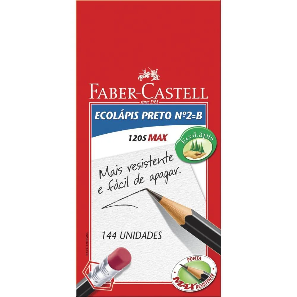 Lapis Preto Sextavado Ecolapis Max N.2 Preto Faber-Castell (Cx.c/144) - imagem 3