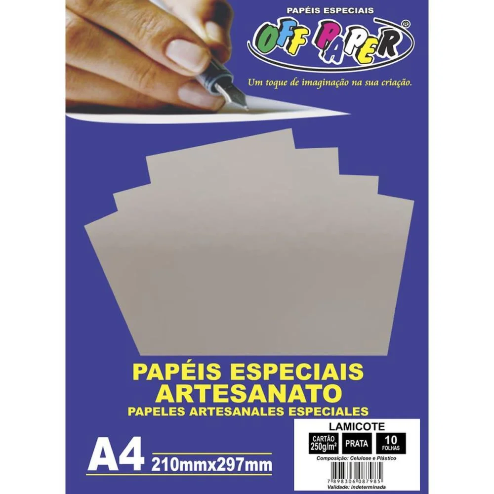 Papel Laminado Lamicote A4 250G Prata Off Paper (Pct.c/10) - imagem 3