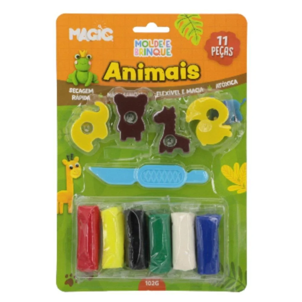 Massa Para Modelar Criativa Animais 11Pcs Molde E Brinque Magic Kids - imagem 2