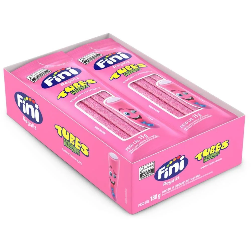 Doce Tubes Tutti Frutti Azedin.15G. Fini C/ 12 Unidades - imagem 3