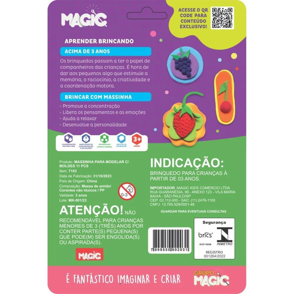 Massa Para Modelar Criativa Frutas 11Pcs Molde E Brinque Magic Kids - imagem 4