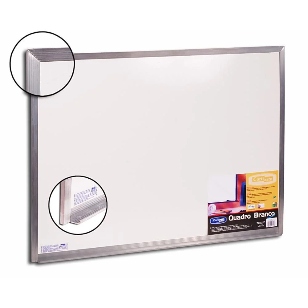 Quadro Branco Moldura Aluminio 070X050Cm Standard Cortiarte - imagem 2