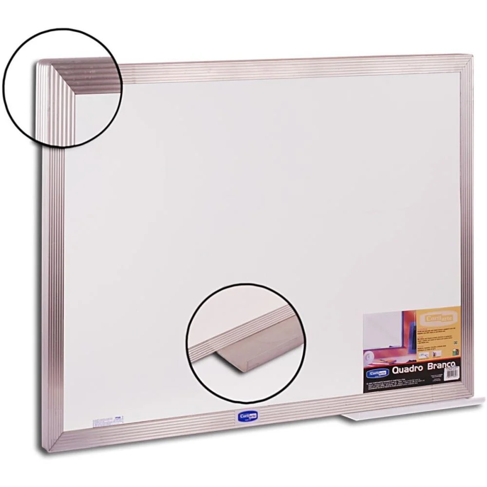 Quadro Branco Moldura Aluminio 100X080Cm Pop Cortiarte - imagem 3