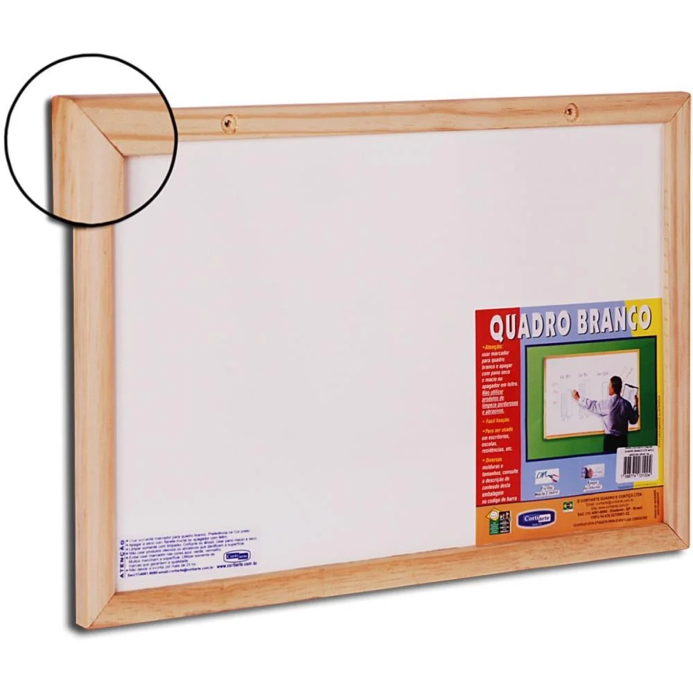 Quadro Branco Moldura Madeira 080X060Cm Standard Cortiarte - imagem 4