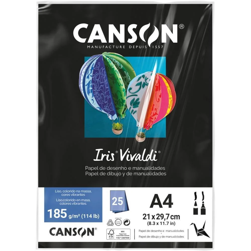 Papel A4 Color Iris Vivaldi Preto 185G Canson (Pct.c/25) - imagem 2