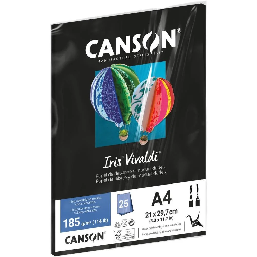 Papel A4 Color Iris Vivaldi Preto 185G Canson (Pct.c/25) - imagem 4