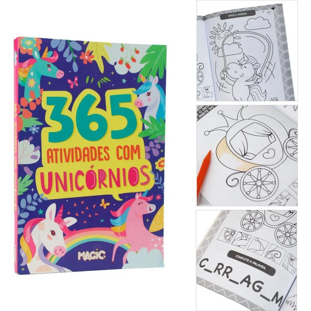 Livro Infantil Colorir 365 Atividades Unicornios 288P Magic Kids - imagem 7