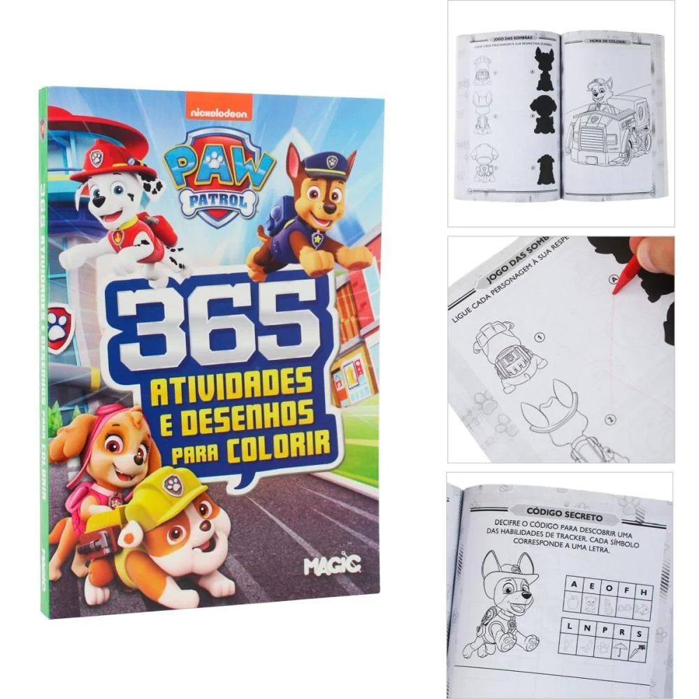 Livro Infantil Colorir 365 Atividades Patrulha Canina Magic Kids - imagem 7