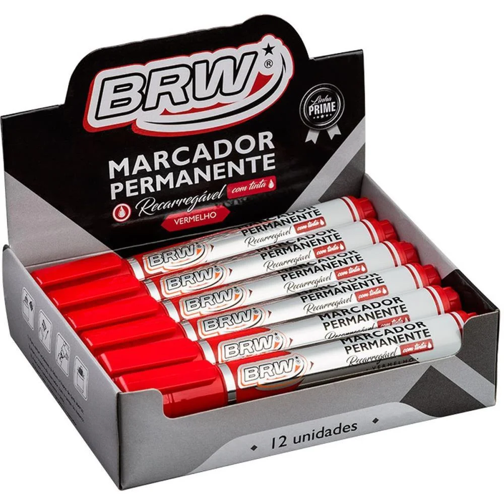 Pincel Marcador Permanente Linha Prime Recarregavel Vm. Brw (Cx.c/12) - imagem 3