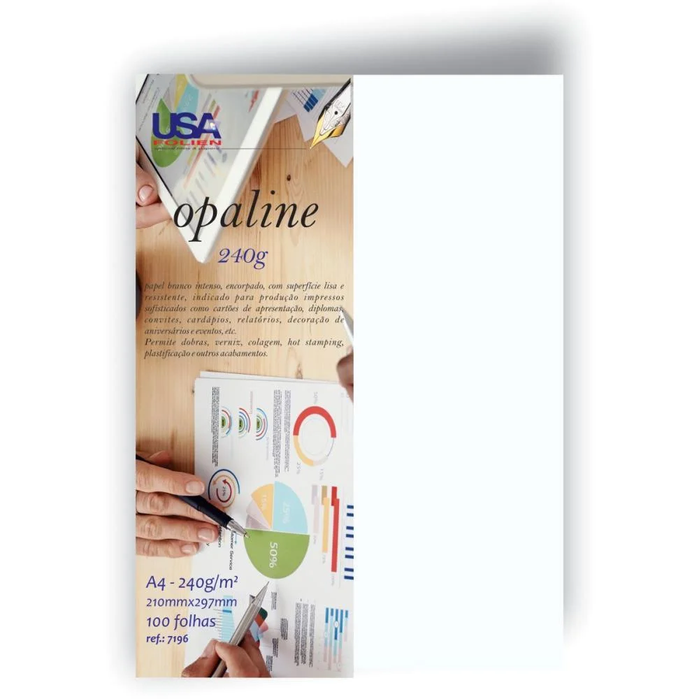 Papel Opaline A4 Branco Nacional 240G. Usa Folien C/ 100 Unidades - imagem 2