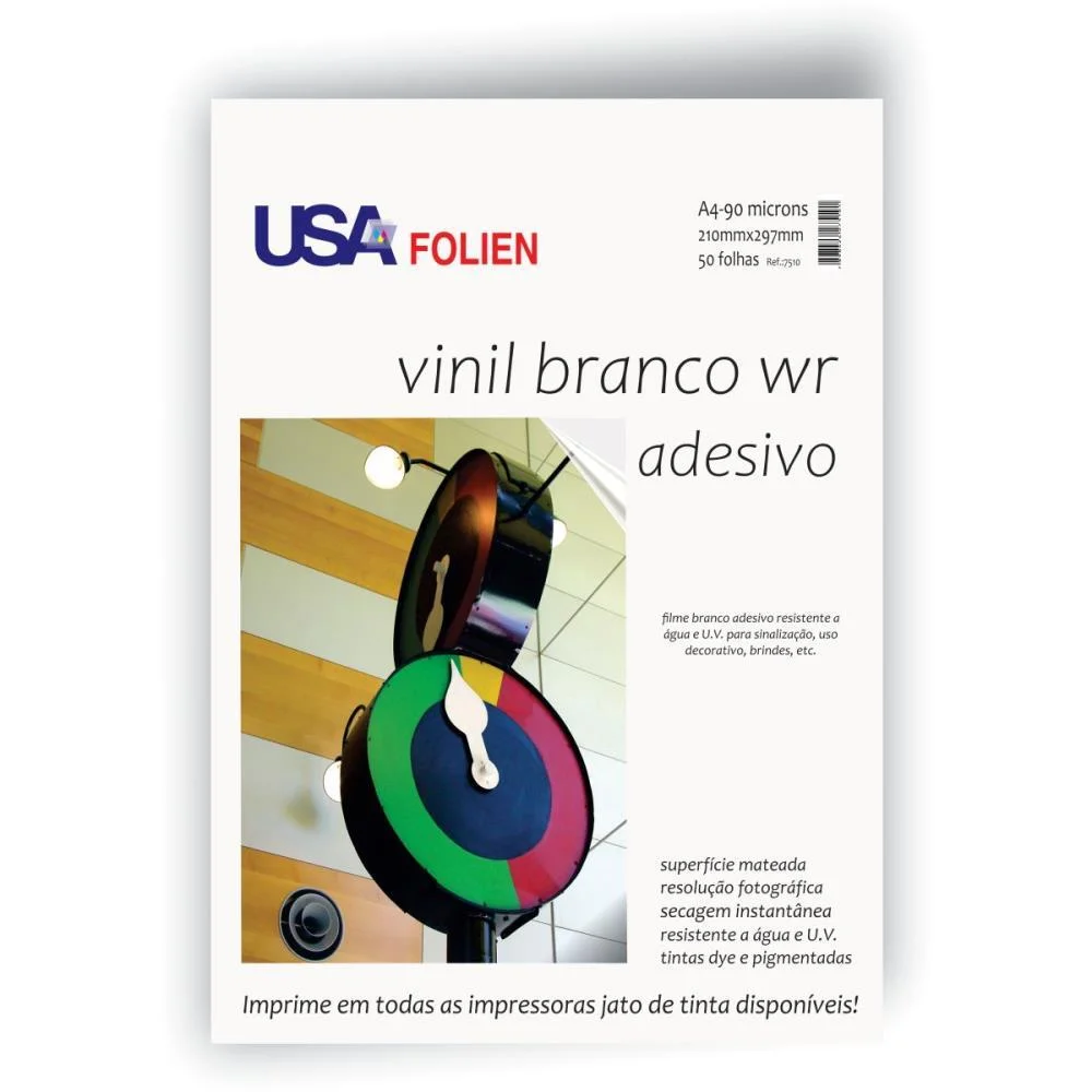 Papel Fotografico Inkjet A4 Vinil Adesivo Branco Fosco Usa Folien (Pct.c/50) - imagem 2
