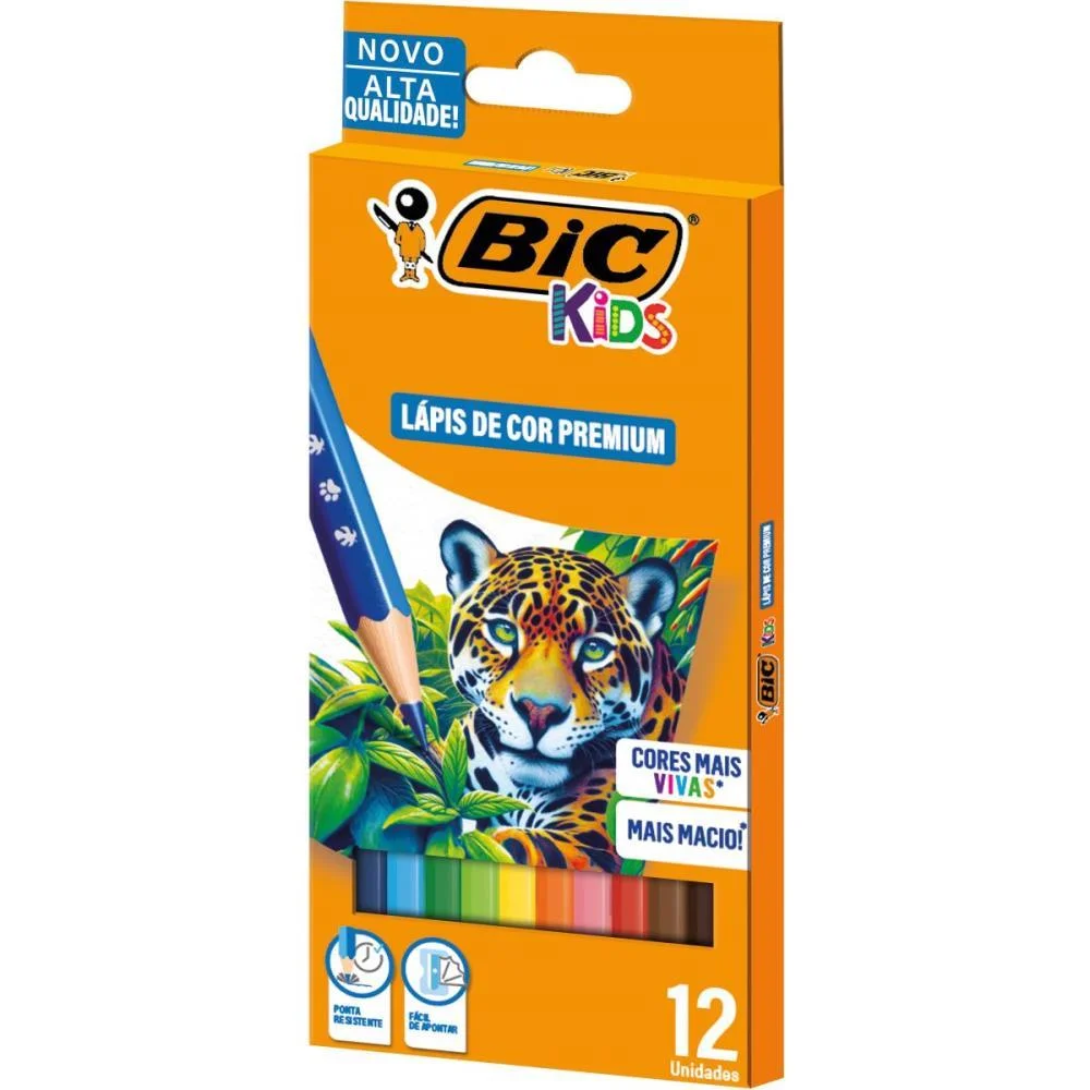 Lapis De Cor Sextavado Bic Kids Madeira 12 Cor. Bic (Pct.c/06) - imagem 3