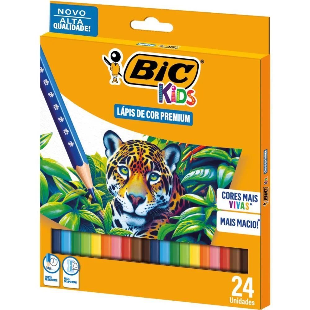 Lapis De Cor Sextavado Bic Kids Madeira 24 Cor. Bic (Pct.c/06) - imagem 2