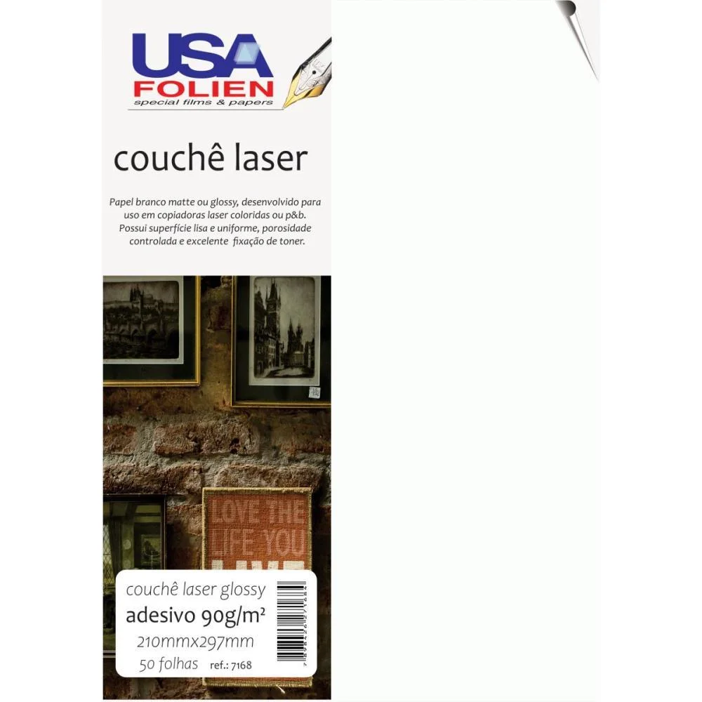 Papel A4 Couche Laser Glossy Adesivo 90G Usa Folien (Pct.c/50) - imagem 2
