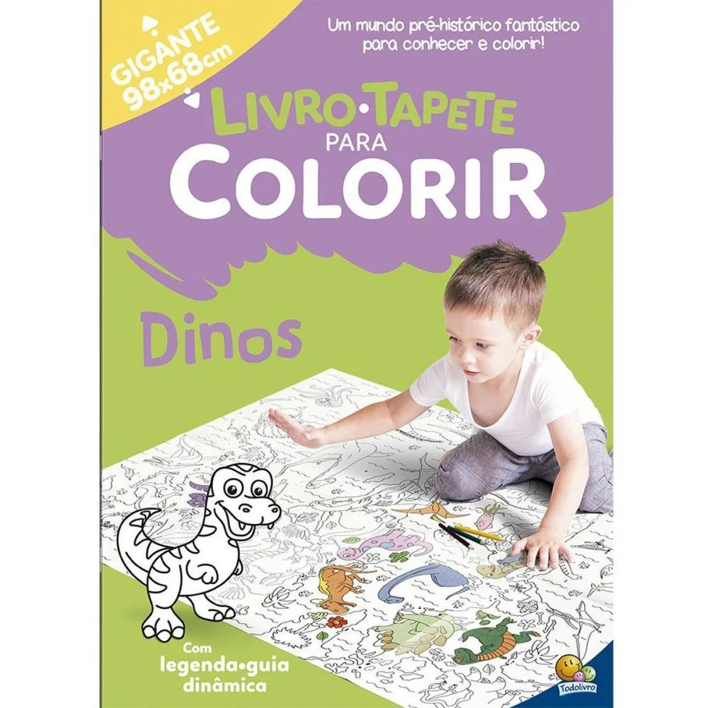 Livro Infantil Colorir Livro Tapete- Dinos 16Pg Todolivro - imagem 3