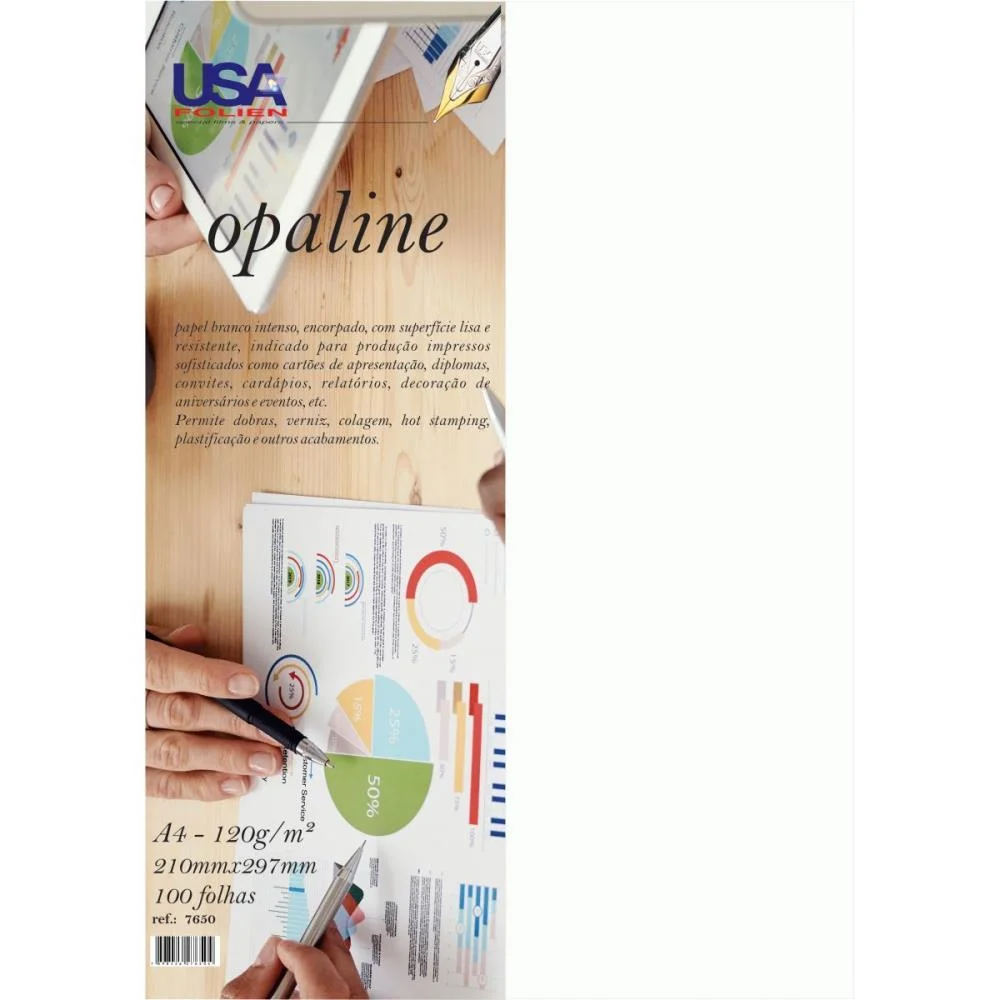 Papel Opaline A4 Branco Nacional 120G Usa Folien C/ 100 Unidades - imagem 2